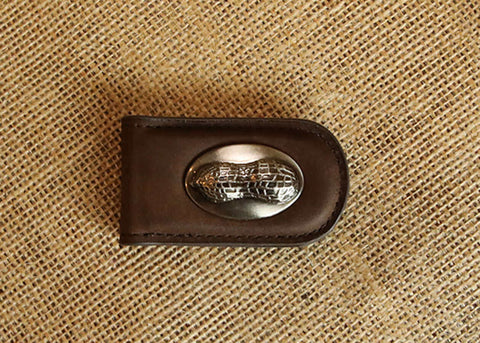 Brown Leather Money Clip - Smooth